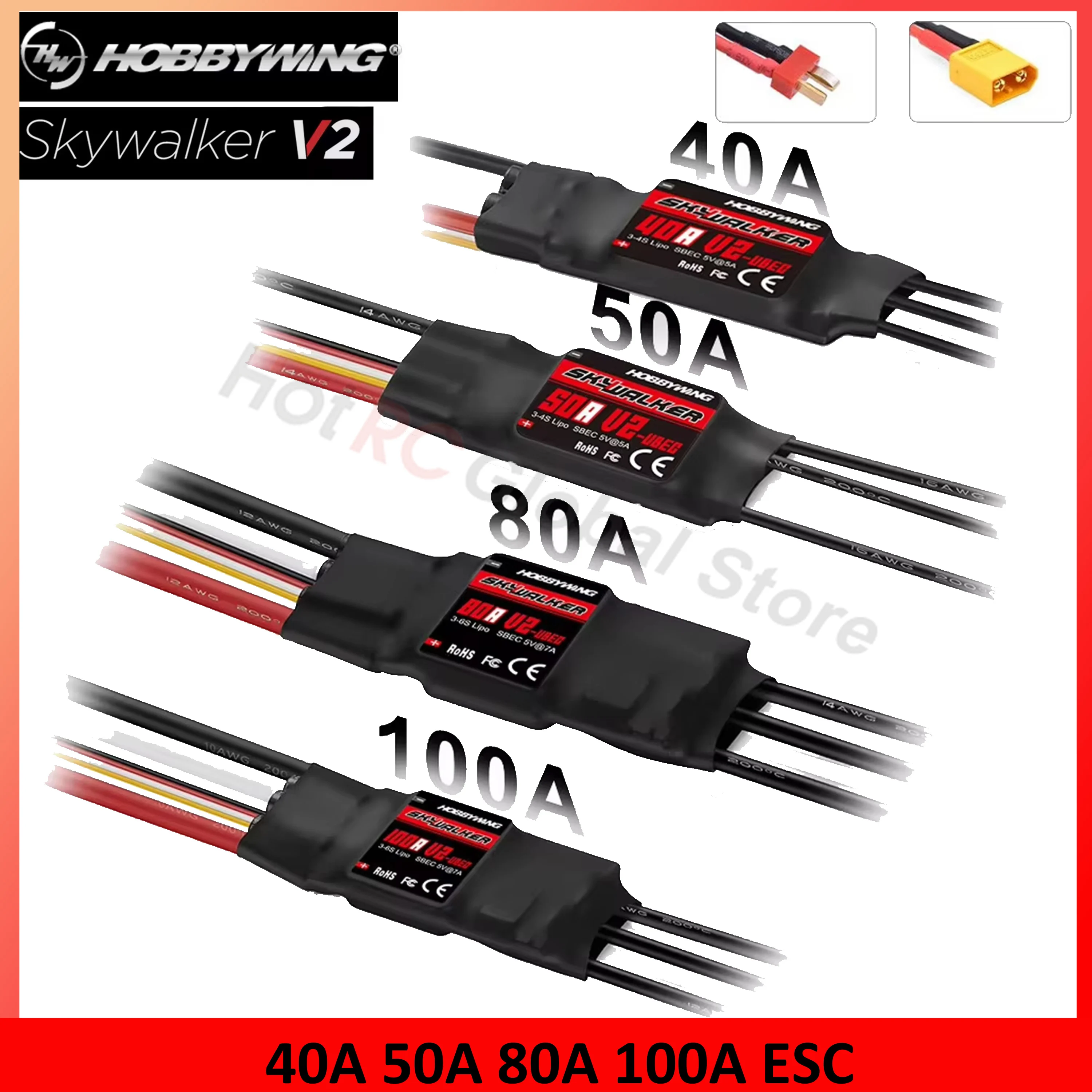 Dron Rc Quadcopter - HOBBYWING-Controlador de velocidade Skywalker Brushless ESC,